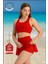 Kadın Kırmızı Alt-Üst Takım Şort & Crop Denizde Havuzda Sporda Casual / Günlük Kullanım TK3107 1
