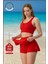 Kadın Kırmızı Alt-Üst Takım Şort & Crop Denizde Havuzda Sporda Casual / Günlük Kullanım TK3107 2