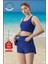 Kadın Alt-Üst Takım Şort & Crop Denizde Havuzda Sporda Casual / Günlük Kullanım Mavi TK3107 3