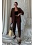 Kadın Kahve Kimono Alt Üst Havuç Pantolon Takım 6