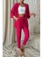 Kadın Fuşya Pembe Kimono Alt Üst Havuç Pantolon Takım 5