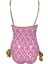 Askılı Ikat Desenli Gold Gül Detaylı Bağcıklı Pembe 50UV Kız Çocuk Mayo By Nessi Byrd 2