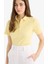 Yeni Sezon Slim Fit Dar Kesim Fitilli Kaşkorse Kısa Kollu Polo Sarı Tişört 4