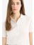 Yeni Sezon Slim Fit Dar Kesim Fitilli Kaşkorse Kısa Kollu Polo Beyaz Tişört 1