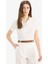 Yeni Sezon Slim Fit Dar Kesim Fitilli Kaşkorse Kısa Kollu Polo Beyaz Tişört 3