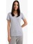 Yeni Sezon Slim Fit Dar Kesim V Yaka Basic Düz Ribana Kısa Kollu Tişört 3