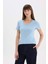 Yeni Sezon Slim Fit Dar Kesim V Yaka Basic Düz Ribana Kısa Kollu Tişört 3