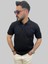 Erkek Dalga Çizgili Slim Fit Polo Yaka Siyah Triko Tişört 3