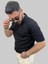 Erkek Dalga Çizgili Slim Fit Polo Yaka Siyah Triko Tişört 5
