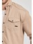 Slim Fit Erkek Kot Gömlek Bej 3