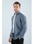 Erkek Mavi Slim Fit Dar Kalıp Cepsiz Kot Gömlek 5