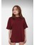 Unisex Bordo Bisiklet Yaka Pamuk Oversize Boyfriend T-Shirt 2