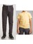Unisex Çocuk Ribana Bel Keten Füme Okul Pantolonu + Polo Yaka Kısa Kol T-Shirt 1
