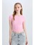 Yeni Sezon Coool Fitted Bisiklet Yaka Basic Düz Fitilli Kaşkorse Kısa Kollu Tişört 3