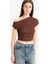 Yeni Sezon Slim Fit Dar Kesim Tek Omuzlu Bürümcük Kısa Kollu Tişört 3