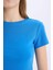 Yeni Sezon Coool Fitted Crop Basic Düz Ribana Kalın Kumaş Kısa Kollu Tişört 5