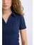 Yeni Sezon Fitted Polo Yaka Basic Düz Fitilli Kaşkorse Kısa Kollu Tişört 5