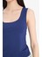 Yeni Sezon Slim Fit Dar Kesim Basic Düz Kare Yaka Atlet 5
