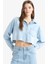 Yeni Sezon Cropped Fit Kesik Uçlu Yumuşak Jean Gömlek 4