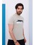 Erkek Bej Bisiklet Yaka Baskılı T-Shirt - 170 1