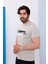 Erkek Bej Bisiklet Yaka Baskılı T-Shirt - 170 3