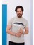 Erkek Bej Bisiklet Yaka Baskılı T-Shirt - 170 4