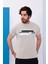 Erkek Bej Bisiklet Yaka Baskılı T-Shirt - 170 7