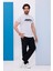 Erkek Beyaz Bisiklet Yaka Baskılı T-Shirt - 170 2