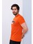 Erkek Kiremit Bisiklet Yaka Baskılı T-Shirt - 170 5
