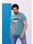 Erkek Yeşil Bisiklet Yaka Baskılı T-Shirt - 170 5