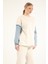 5301 - 3 Iplik Rahat, Salaş Kolu Kot Detaylı Kadın Uzun Sweatshirt 4