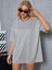 Unisex Gri Bisiklet Yaka Pamuk Oversize Boyfriend T-Shirt 2