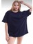 Unisex Kırmızı Bisiklet Yaka Basic Oversize T-Shirt 2