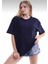 Unisex Kırmızı Bisiklet Yaka Basic Oversize T-Shirt 4