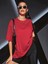 Unisex Kırmızı Bisiklet Yaka Pamuk Oversize Boyfriend T-Shirt 2
