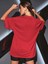 Unisex Kırmızı Bisiklet Yaka Pamuk Oversize Boyfriend T-Shirt 4