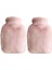 Sıcak Su Torbası 2 Adet Yan Cepli Pembe Peluş Termofor 27x17x2 cm 750 ml 2
