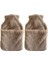 Sıcak Su Torbası 2 Adet,cepli Bej Peluş Termofor 32,5X17,5CM 1500 ml 2