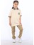 Slim Fit Okul Pantolonu Camel Renkli Erkek Çocuk Beli Lastikli Keten 2