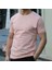 Erkek Pembe Bisiklet Yaka Slim Fit T-Shirt 1
