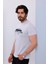 Erkek Beyaz Bisiklet Yaka Baskılı T-Shirt - 170 3