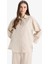 Yeni Sezon Relax Fit Keten Karışımlı Uzun Kollu Tesettür Gömlek Tunik 3