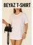 Beyaz Tshirt Unısex Düz Renk Basic Oversize Pamuklu Örme Kısa Kollu Bol Kalıp Tshirt 1
