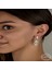 Swarovski Crystal Taşlı Gümüş Kalp Salkım Sallantılı Çivili Kadın Küpe 2