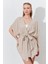 Kadın Koyu Bej Düşük Kol Kuşaklı Kimono 2