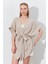 Kadın Koyu Bej Düşük Kol Kuşaklı Kimono 3
