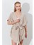 Kadın Koyu Bej Düşük Kol Kuşaklı Kimono 4