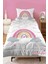 Pembe Gökkuşağı Bulut Desenli Kapitone Çocuk Yorgan ve Yastık Kılıfı 1