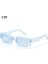 C09 Şeffaf Mavi Stili Retro Kadın Güneş Gözlükleri Küçük Dikdörtgen Çerçeve Güneş Gözlüğü UV400 Koruma Gözlük Yaz Seyahat Plaj Trendi Gözlükler (Yurt Dışından) 1