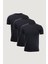 Slim Fit Dar Kesim Bisiklet Yaka %100 Pamuk 3'lü T-Shirt Paketi Siyah 1